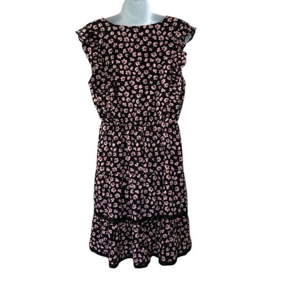 Maurice's Black and Pink Floral Rayon Dress NWT Size M - Picture 8 of 13